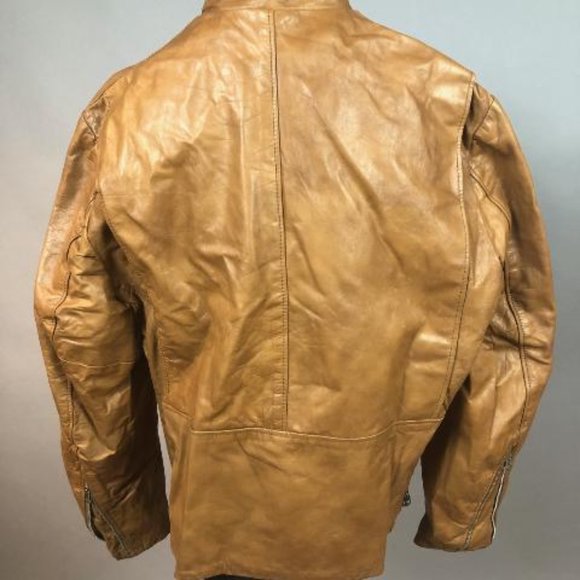 Vintage 60s-70s Beau Breed Cafe Racer Leather Jacket Brown size 44 - Picture 2 of 10